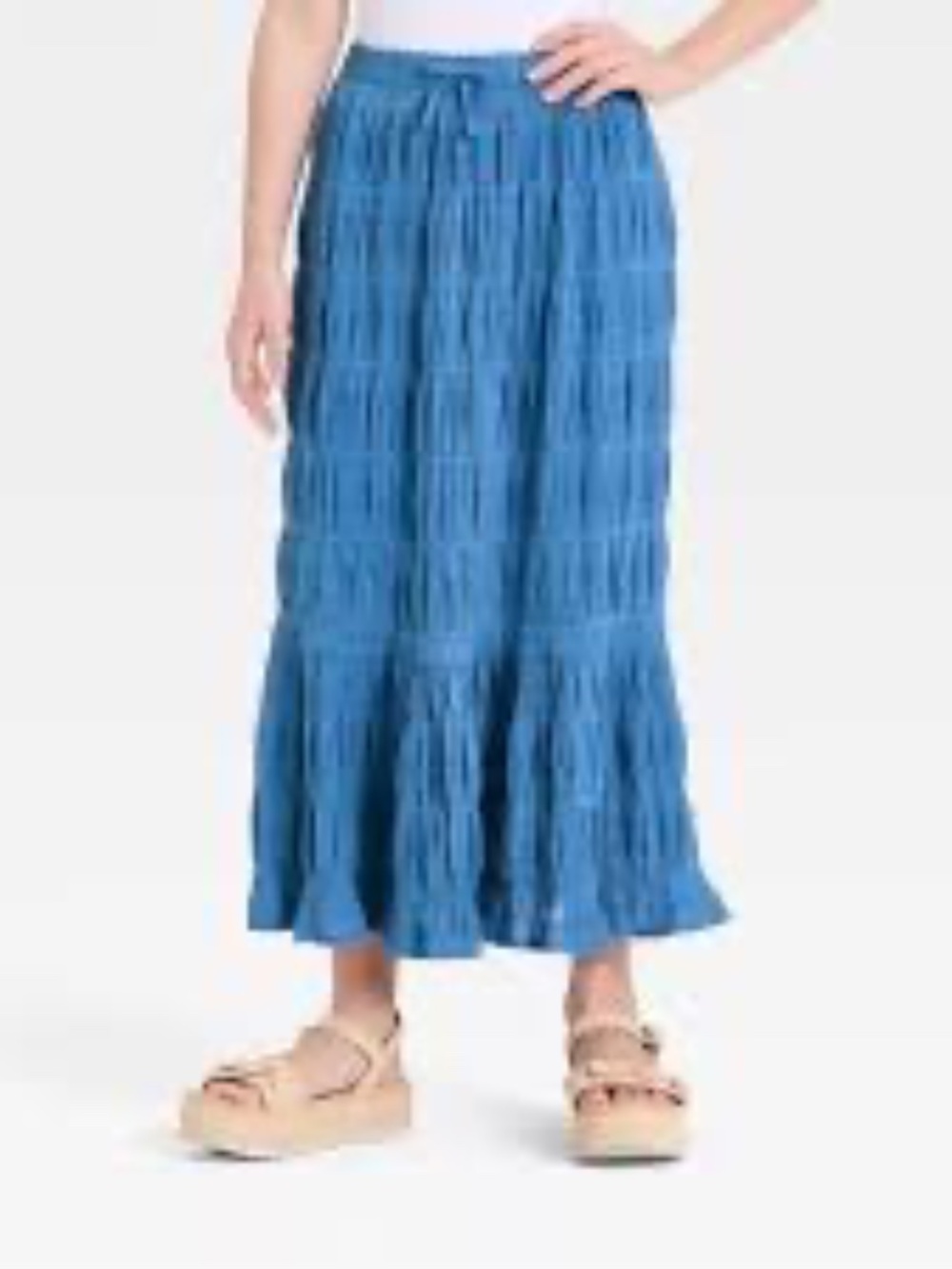 NWT Cat & Jack Girls' Textured Tiered Maxi Skirt - Large (10/12)